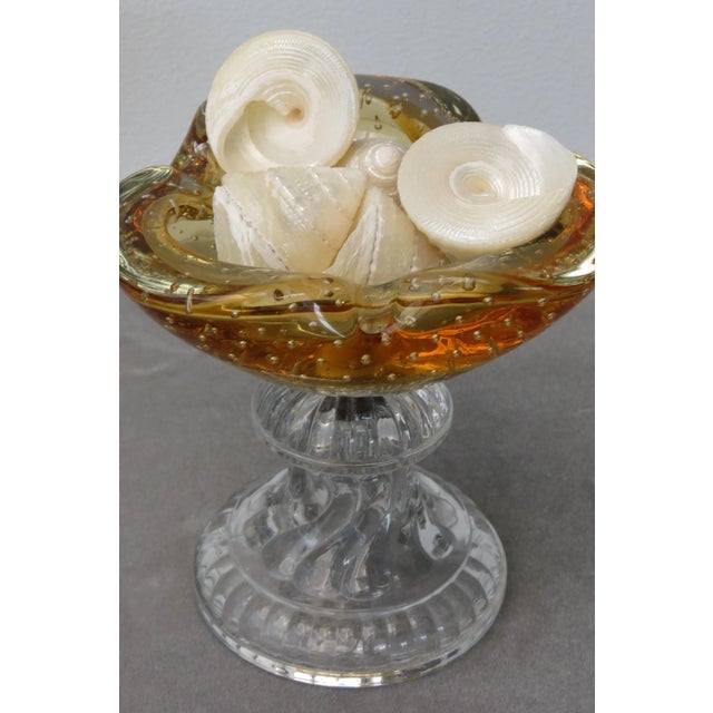 Murano Vintage Gold Murano Blown Glass Bowl on Pedestal Base For Sale - Image 4 of 6