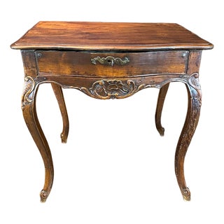 French Early Carved Louis XV Walnut Side Table For Sale