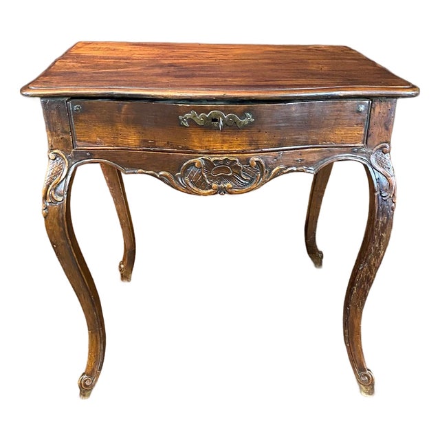 French Early Carved Louis XV Walnut Side Table For Sale