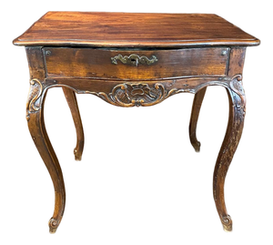 French Early Carved Louis XV Walnut Side Table