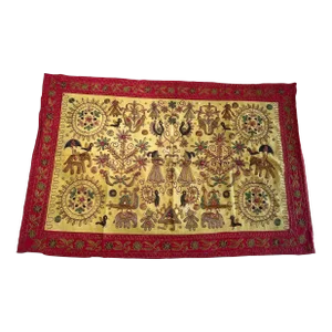 1970s Vintage Embroidered Cotton Fabric