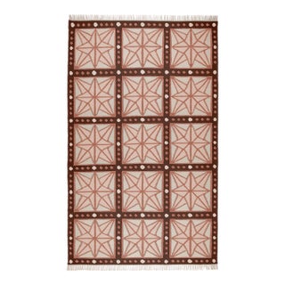 Part & Parcel Goods Wool Star Rug, 2’6” x 8', Bisque, Topaz, Chocolate and Eggshell For Sale