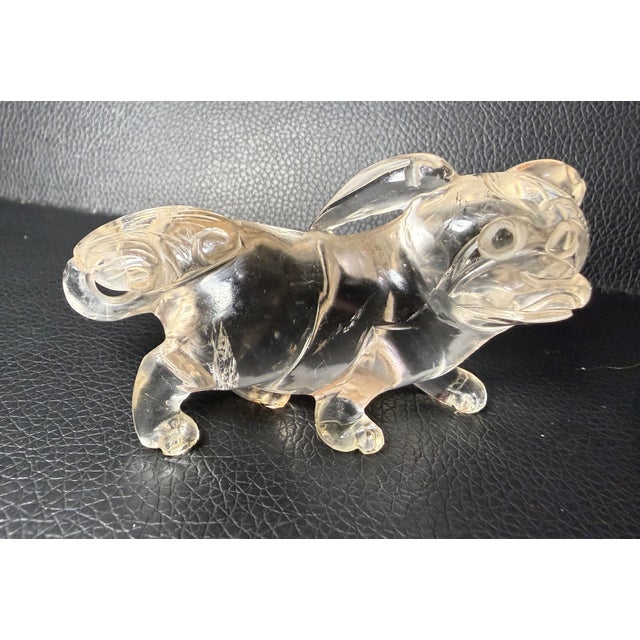 Antique Hand Carved Chinese Foo Lion Dog Rock Crystal Stone Sculpture Statue For Sale In New York - Image 6 of 13