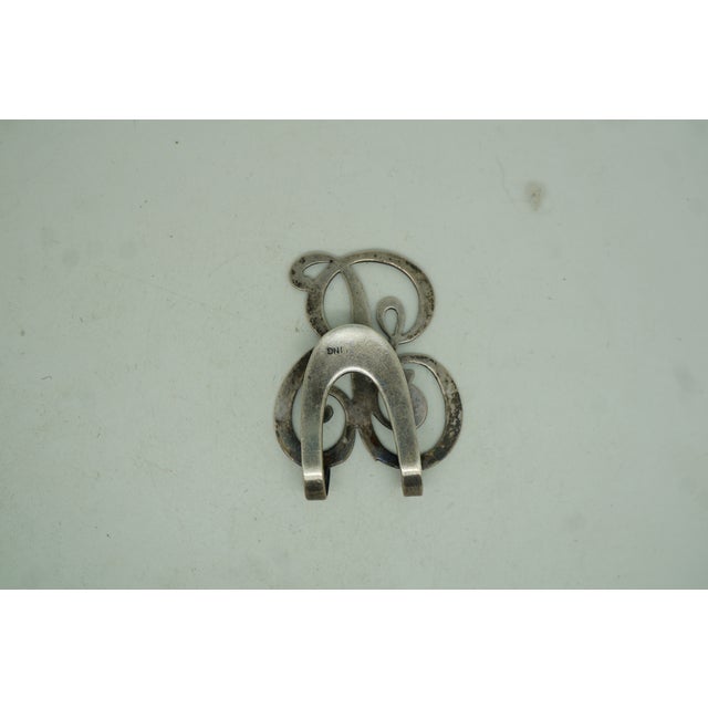Metal Antique Sterling Silver Letter B Money Clip Bookmark Napkin Holde For Sale - Image 7 of 10