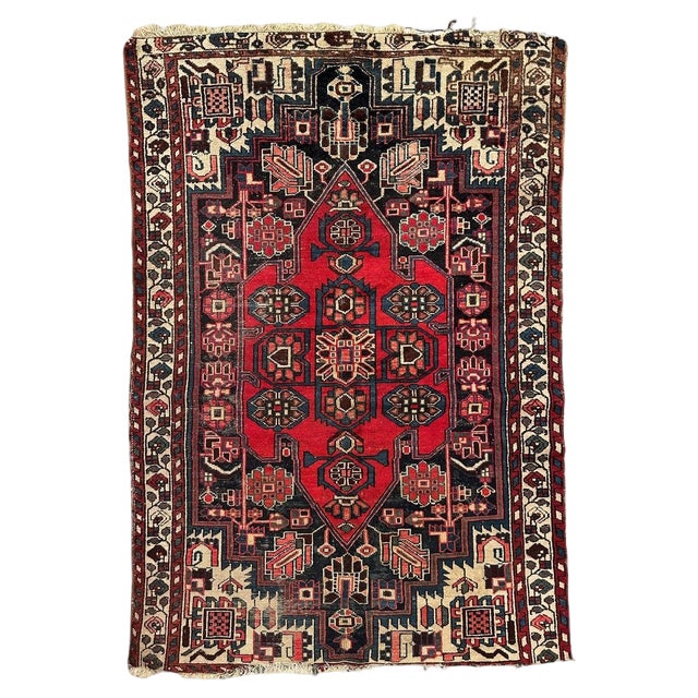 Vintage Distressed Hamadan Rug, 1940s For Sale