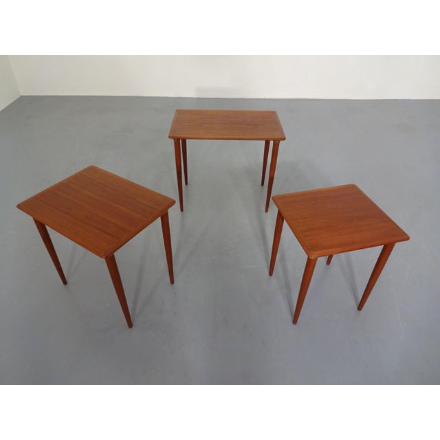 Danish Teak Nesting Tables, 1960s, Set of 3 For Sale - Image 9 of 14