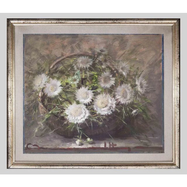 Maurizio Massi, Flowers Basket, Oil on Canvas, 1990s For Sale - Image 4 of 4
