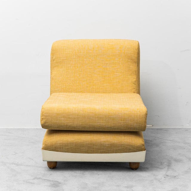 Textile Yellow Fabric and Plastic Armchairs, 1970s, Set of 2 For Sale - Image 7 of 12