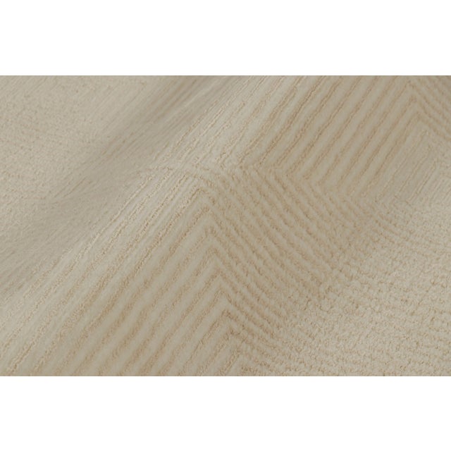 Rug & Kilim’s Art Deco Style Rug With Cubist Geometric Patterns in Cream White For Sale In New York - Image 6 of 7