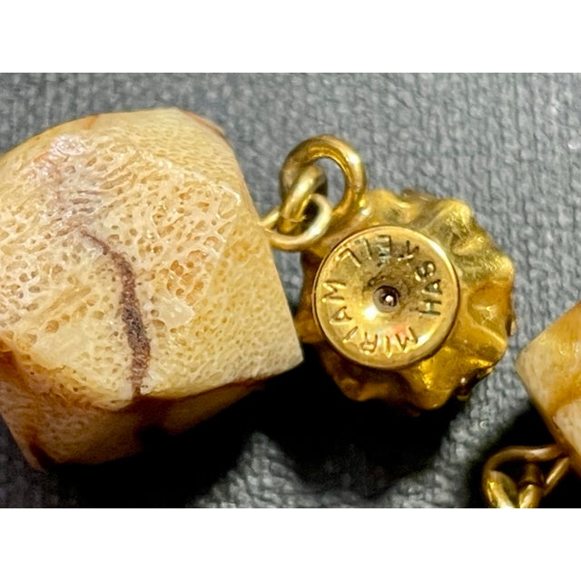 Mid-Century Modern 1950s Pair of Miriam Haskell Signed Simulated Faux Fossil Coral Art Glass Earrings For Sale - Image 3 of 5