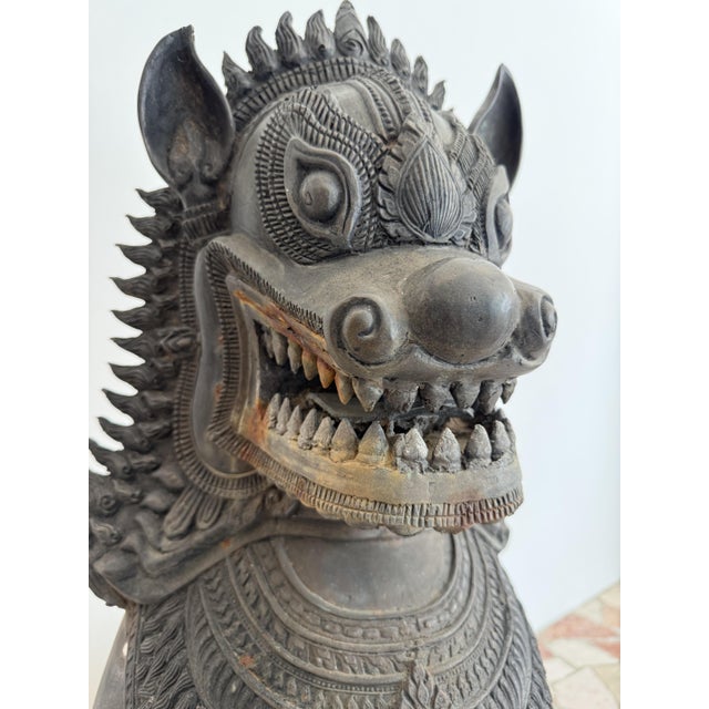 Thai Artist, Guardian Lions, 19th Century, Bronzes, Set of 2 For Sale - Image 9 of 18
