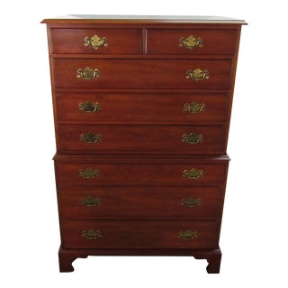 Henkel Harris Solid Cherry High Chest of Drawers For Sale