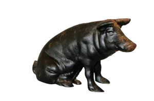 19th Century American Sculptural Black Cast Iron Piggy Bank