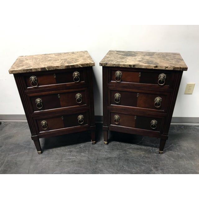 Hekman Mahogany & Granite Top Nightstands A Pair Chairish