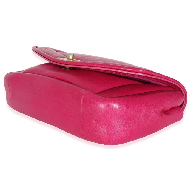 Animal Skin Dark Pink Lambskin Medium Simply Flap Bag For Sale - Image 7 of 9