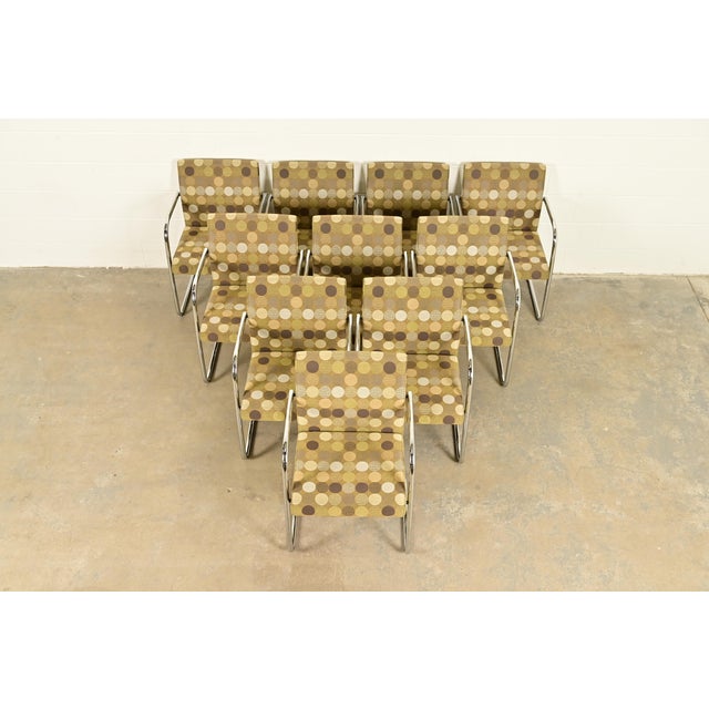 Early 21st Century Mies Van Der Rohe Brno Style Mid-Century Modern Chrome Tubular Cantilever Club Chairs, Set of Ten For Sale - Image 5 of 15