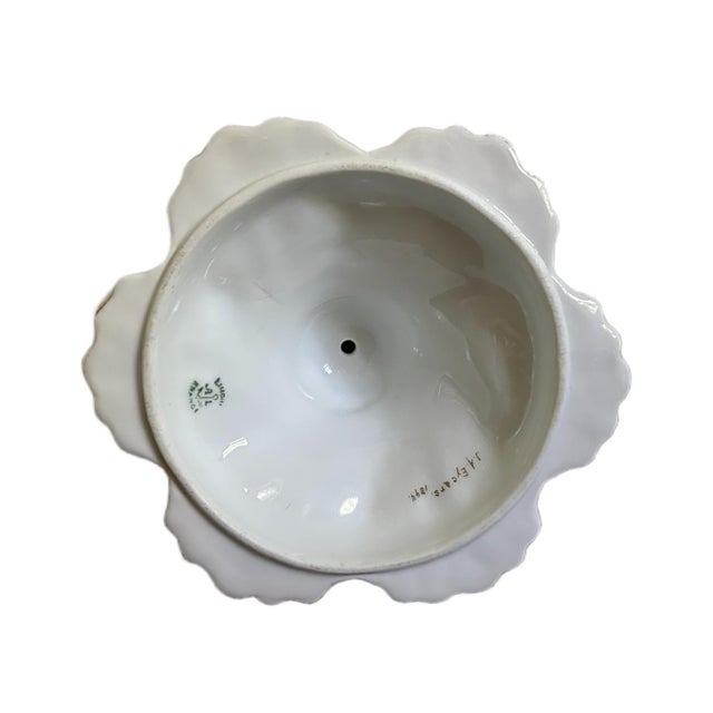 Late 19th Century Antique Victorian Hand Painted Fine Limoges Porcelain Candlestick Holder -France For Sale - Image 5 of 7