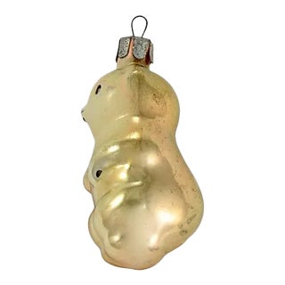 European Early Mid-Century Gold Bear Glass Ornament For Sale