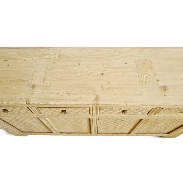 Wood Vintage Bleached Carved Jilang Sideboard For Sale - Image 7 of 9