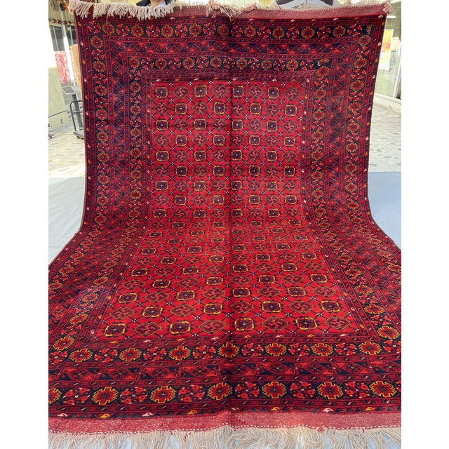 Vintage Afghan Ersari Gülli Gol All-Over Flower Gul Tribal Rug - 10'3" X 7'0" For Sale - Image 6 of 13