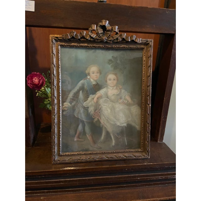 18th Century Framed Duke of Bouillon Gouache Portraits by Francois Hubert Drouais. Circa 1770 and in period hand carved...