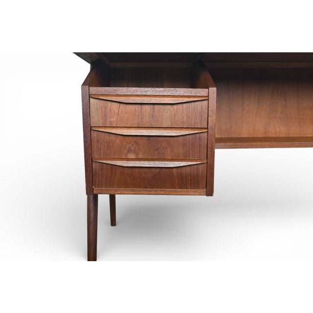 Mid 20th Century Mid 20th Century Atomic Danish Modern Teak Desk Attributed to Tibergaard For Sale - Image 5 of 13