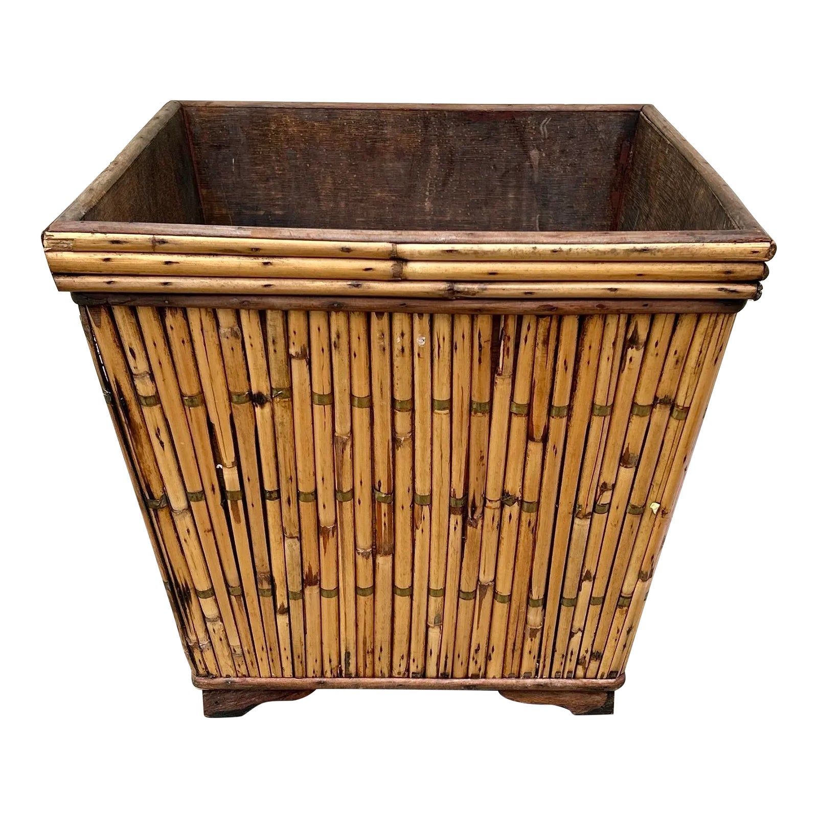Large Bamboo & Reed Box Planter | Chairish