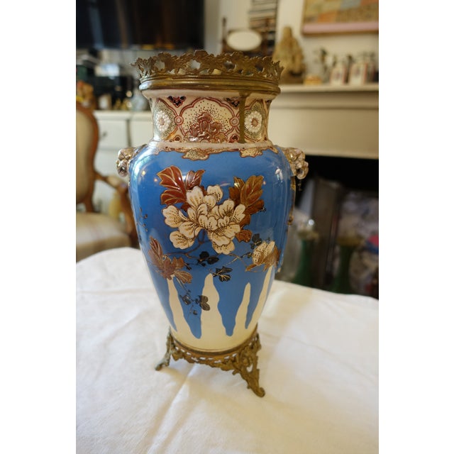 Superb 19th-century enameled baluster vase with gilt bronze mounts. Magnificent floral decoration in the Japanese style...