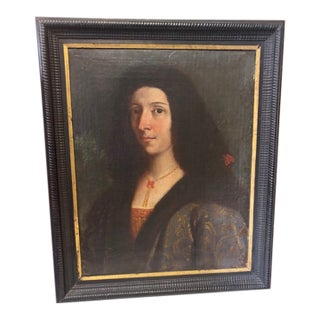Antique Portrait of an Italian Woman Oil Painting For Sale