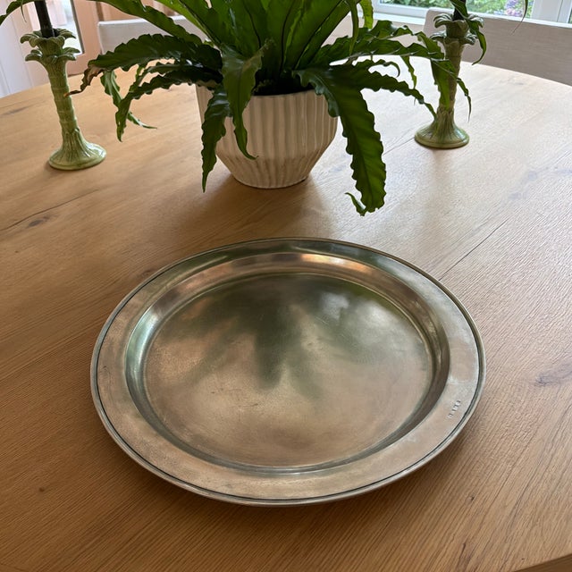Late 20th Century Large Handmade Round Pewter Platter by Match 1995 For Sale - Image 5 of 11