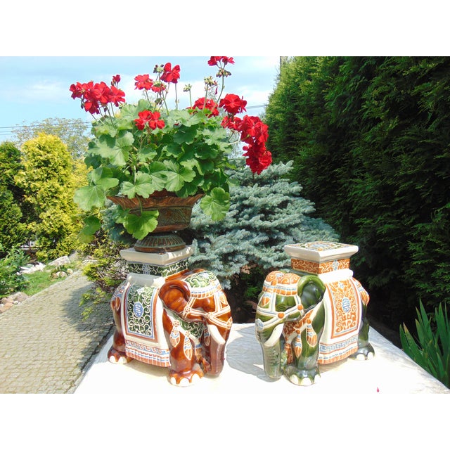 Vintage Ceramic Elephant Flower Beds, Set of 2 For Sale - Image 10 of 11