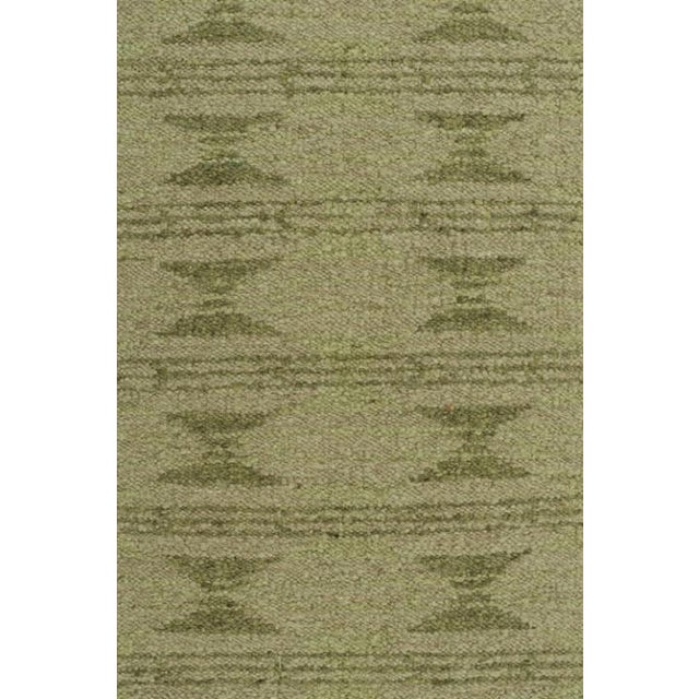 Rug & Kilim’s Scandinavian Style Kilim With Geometric Patterns in Tones of Green For Sale In New York - Image 6 of 7