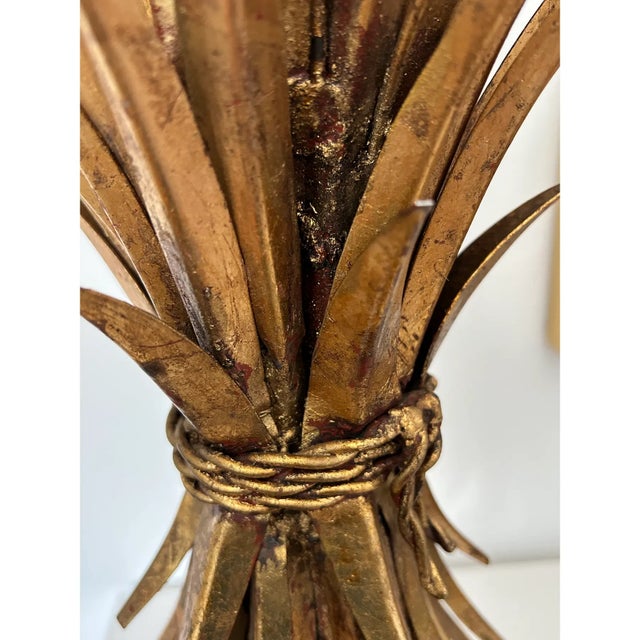 Metal Mid-Century Italian Sheaf of Wheat Gilt Table Lamp by the Marbro Lamp Co For Sale - Image 7 of 13