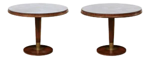 Mid-Century Sunburst Mirror Top Tables - a Pair