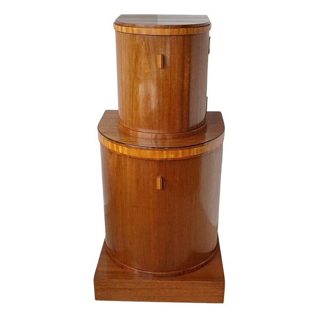 Art Deco Cocktail Cabinet in Walnut and Mirror, 1930s For Sale