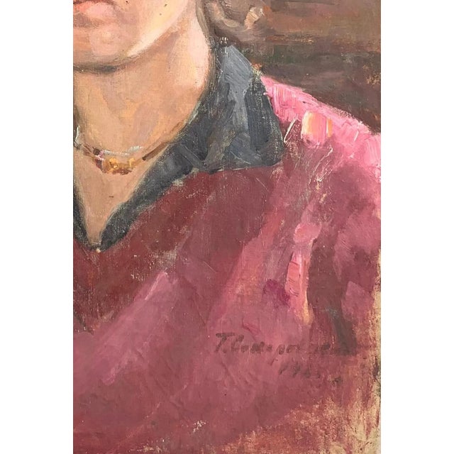 1970s Ukrainian Portrait Painting, Socialist Realism Art 47-31 For Sale - Image 6 of 6