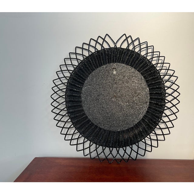 1950s Vintage Round Wicker Sunburst Wall Mirror For Sale - Image 5 of 13