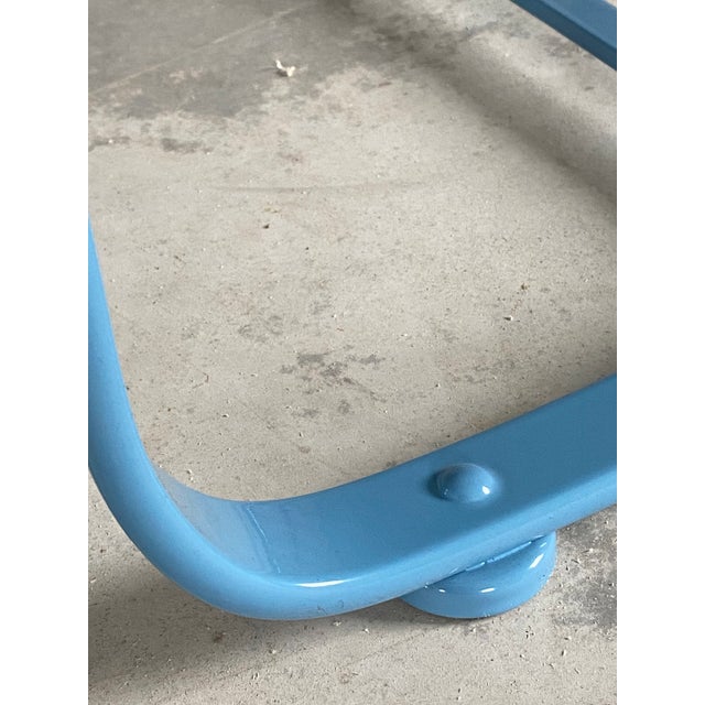 Cerulean Blue Russell Woodard Sculptura Loveseat + Cantilevered "Springer" Chair, Set of 2 For Sale - Image 11 of 12