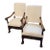 Pair of Antique White and Walnut Accent Chairs For Sale