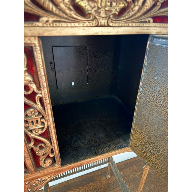 Oscar Bach Rare Antique Oscar Bach Gilt Bronze Mailbox Telephone Table For Sale - Image 4 of 9