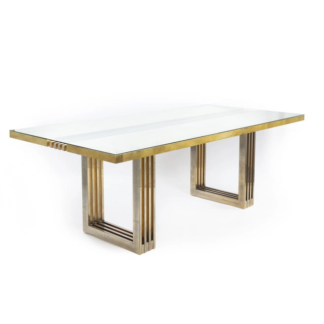 brass table with glass top "Sandro Petti" Italy 1975 This piece is attributed to the mentioned designer/maker. It has no...