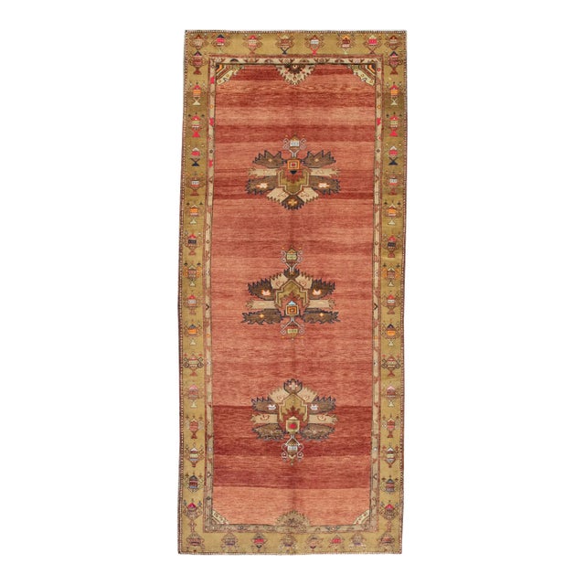 1960s Red Vintage Turkish Runner 4'7" X 10'7" For Sale