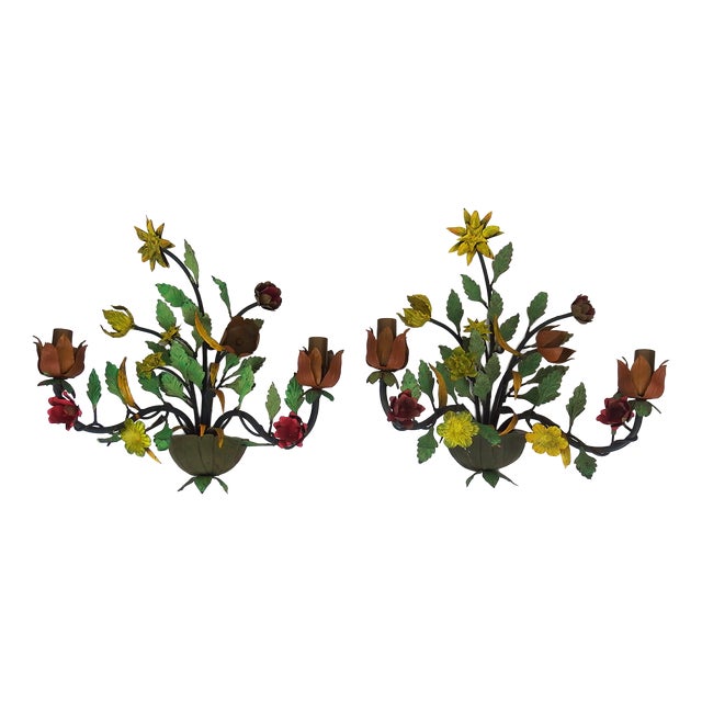 Bouquet of Flowers Wall Sconces, 1960s, Set of 2 For Sale