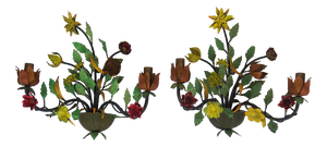 Bouquet of Flowers Wall Sconces, 1960s, Set of 2