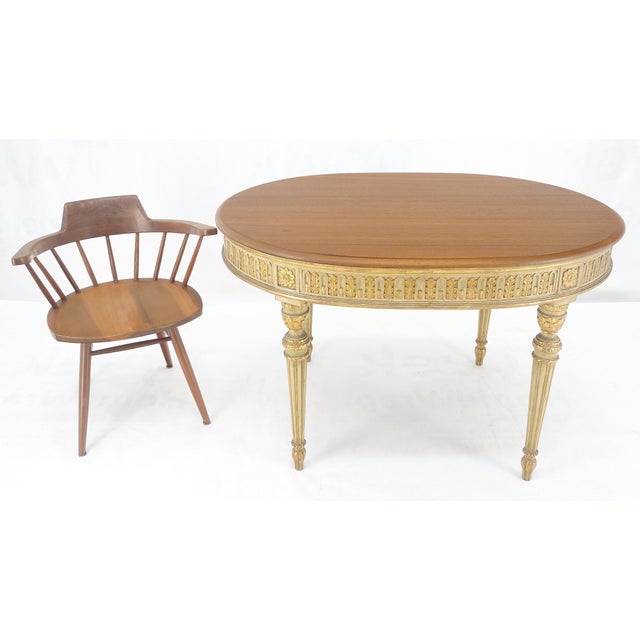 French Gold Gilt Fine Carved 48" Walnut Oval Top Dining Center Table Stunning! For Sale - Image 11 of 14