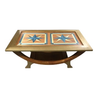 Nautical French Inlay Coffee Table W/ Star Pattern For Sale
