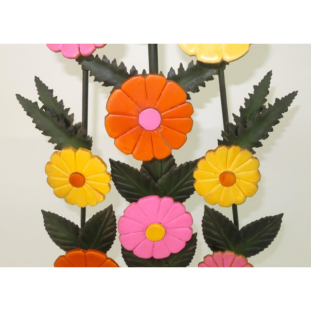 Mod Metal Tole Flower Candle Holder Candelabra, 1960's For Sale - Image 4 of 14