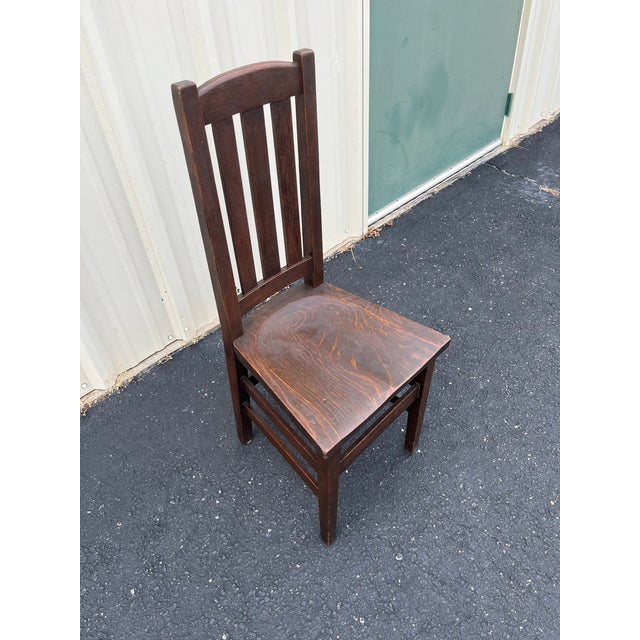 1900 - 1909 Early 20th C. Stickley Bros. Arts & Crafts Quartersawn Oak Chair For Sale - Image 5 of 12