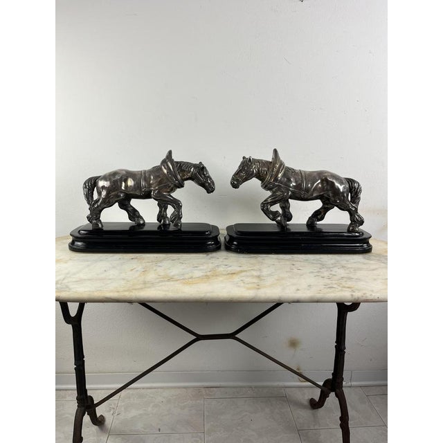 Mid-Century Modern After Jean Joire, Horses, Silvered Bronze, 1930s, Set of 2 For Sale - Image 3 of 15