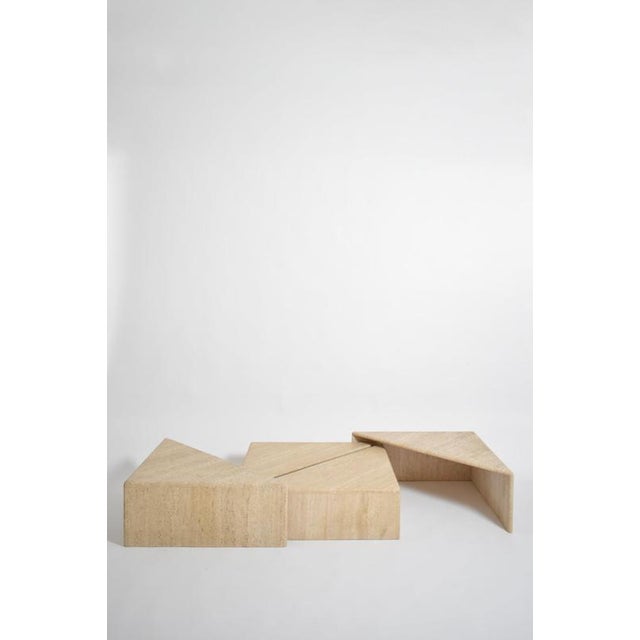 Vintage Modular Coffee Table in Travertine, 1970s For Sale - Image 3 of 6